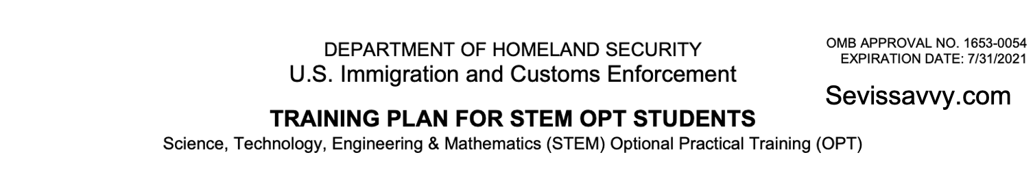 STEM OPT I-983 Training Plan 30 Sample Answers - SEVIS SAVVY