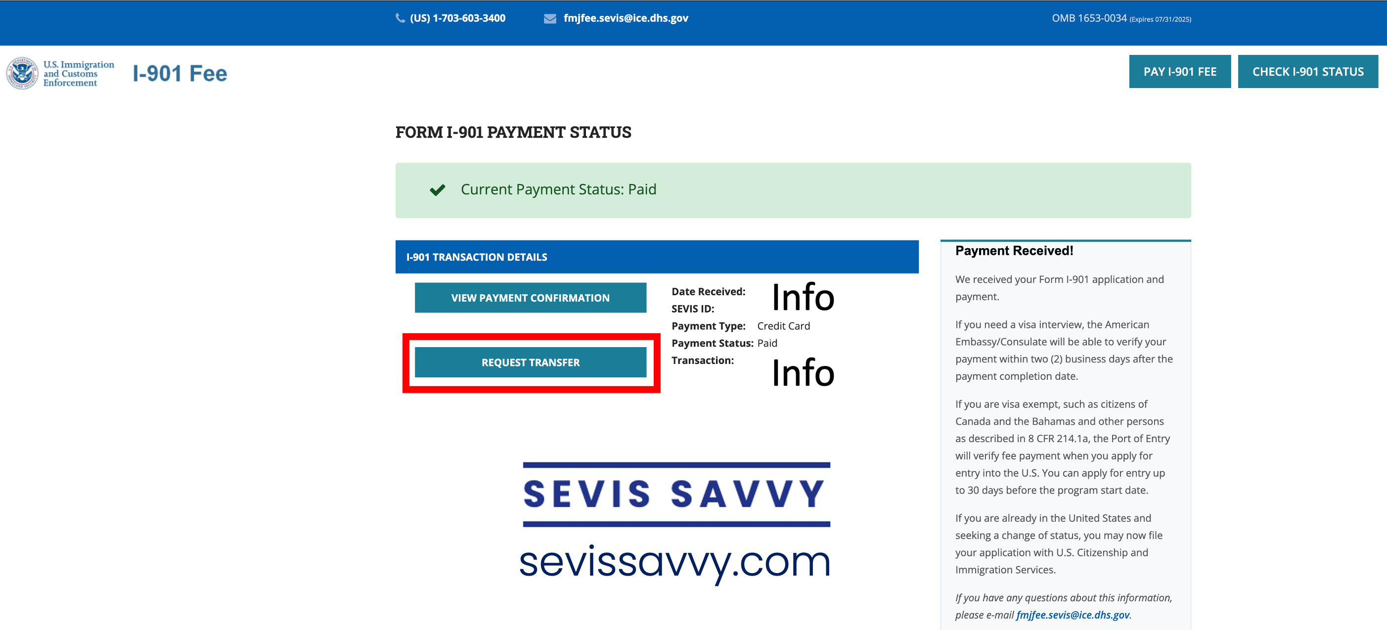 새 I-20 발급 후, SEVIS I-901 비자 발급 수수료 이전 (트랜스퍼)하는 법? - SEVIS SAVVY